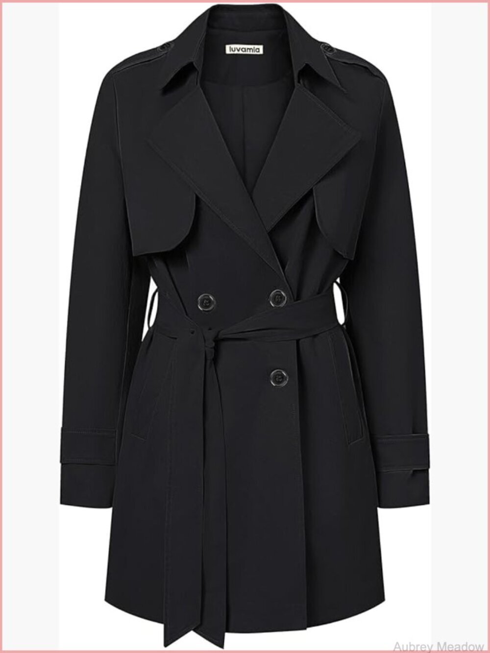 Mid Length Double Breasted Trench Coat with Belt